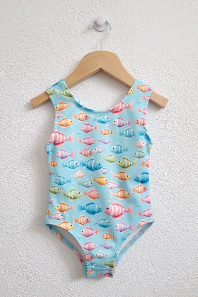AyCaTa Fish Patterned Girl's Swimsuit