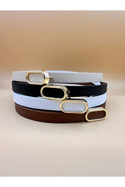 Des'ree Kemer 4-Piece Imported Oval Gold Buckle Slim Belt, Pants Belt, Shirt ...