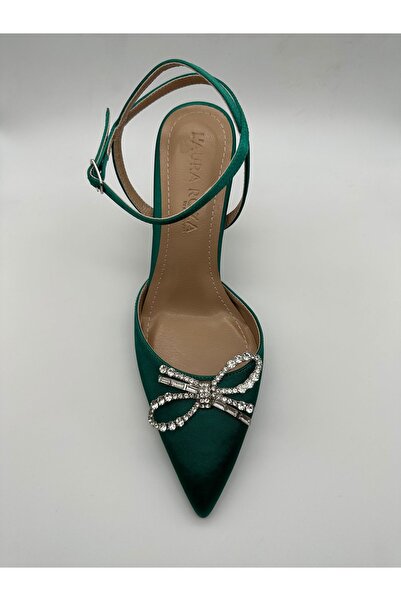 Laura roza Taş Detaylı Saten Stiletto