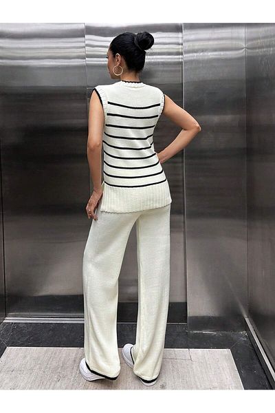 Puella Sleeveless Striped Knitwear Set