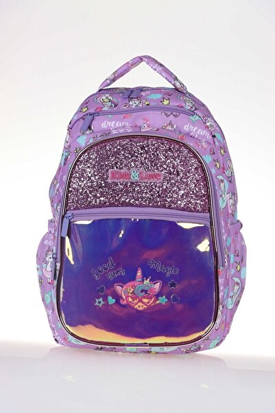 KAUKKO Kids & Love Cat Unicorn Okul Çantası 39x29x16 Aynalı Taşlı (l5063)