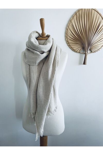 LeBohas Linen Muslin Scarf Natural Unpainted Fabric Boutique Design