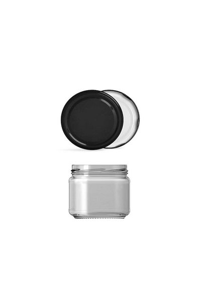 Paşabahçe Glass Jar 300 Cc Black Lid 6 Pieces Magnolia