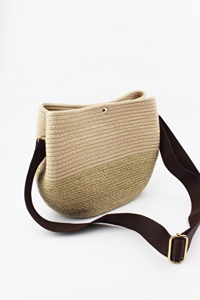 İLKYAZ Жіноча сумка через плече з застібкою-кнопкою, з візерунком з мішковини...