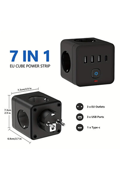 Aykstore AYK 7'li Akım Korumalı Duvar Tipi Küp Priz