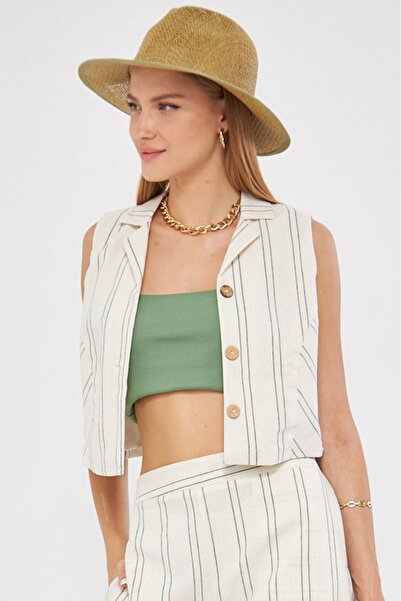 armonika Zeleni Prugasto muški ovratnik Prsluk - sa dugmićima i Postavljeno ,...