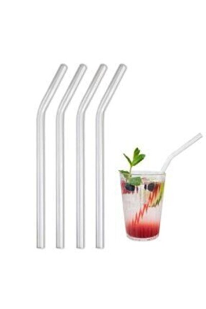 MODGER Transparent 6-Piece Glass Curved Straws