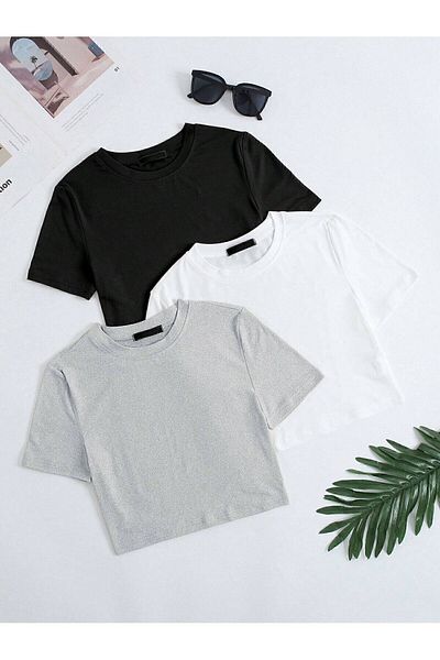 DAXİS Sportwear Company DAXİS Sportwear Company - Set de 3 tricouri Crop pentru femei