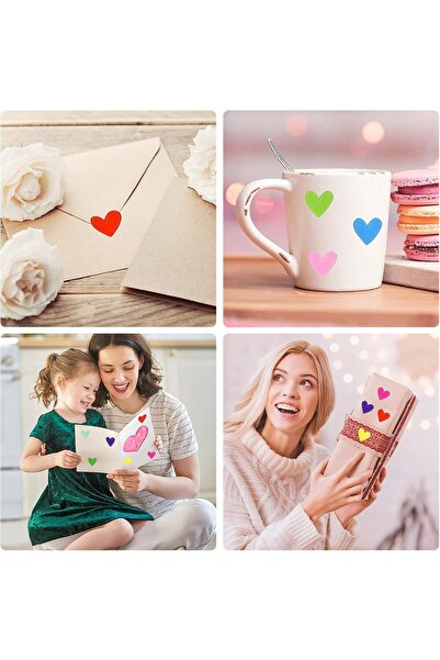 Dekals 30 Adet Renkli Kalpler Yapışkanlı Etiket Sticker (Mavi, Sarı, Siyah, Y...