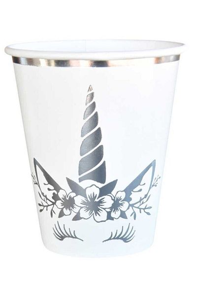BalonEvi Unicorn Silver Leaf Cardboard Cup