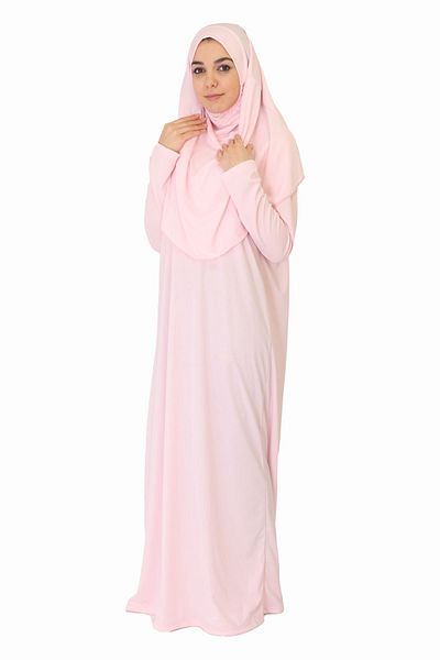 ZEHRANAZ NAMAZ ELBİSESİ Pink Light Dust Prayer Dress - Without Zipper