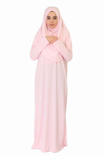 ZEHRANAZ NAMAZ ELBİSESİ Pink Light Dust Prayer Dress - Without Zipper