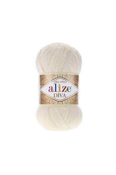 Alize 5 τεμάχια Diva Mercerized Thin Thread Καλοκαιρινό Μπικίνι Μπουστάκι Μπλούζα Πλέξιμο Νήμα 62 Light Cream