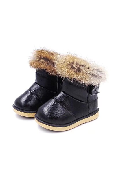 Butik Junisteps PELUŞ TASARIM SICAK TUTAN SUNİ DERİ ÇOCUK BOT - SİYAH