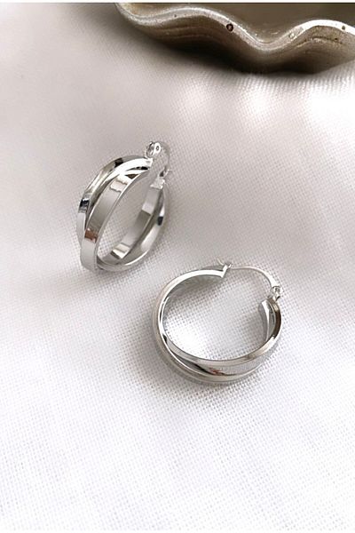 VNS Accessories Steel Double Coiled Hoop Earrings (3 cm)