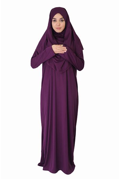 ZEHRANAZ NAMAZ ELBİSESİ Dark Plum Non-Zipper Prayer Dress