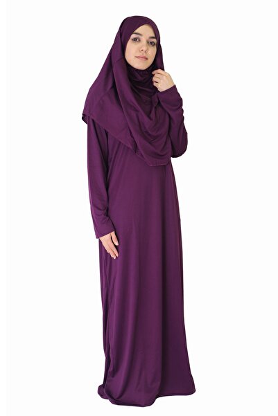 ZEHRANAZ NAMAZ ELBİSESİ Φόρεμα προσευχής με σκούρο δαμάσκηνο χωρίς φερμουάρ