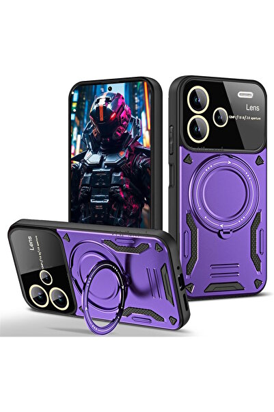 m.tk moveteck Xiaomi Redmi Note 13 Pro Plus Kılıf Magsafe Dönebilen Halkalı S...