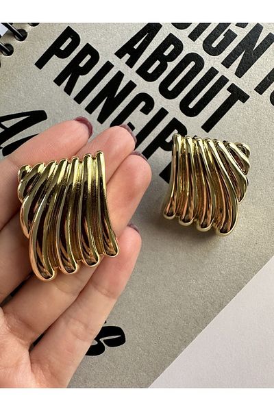 ringbox Gold Model - Steel Square Design Earrings