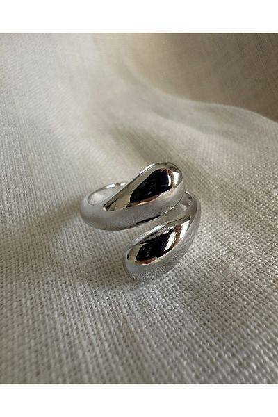 ringbox Silver Colored Round Head Spiral Adjustable Ring
