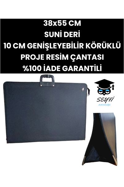 SEYFİKİRTASİYE 38X55 cm Cuni Leather Project Picture Bag - 10 cm Expandable Spring