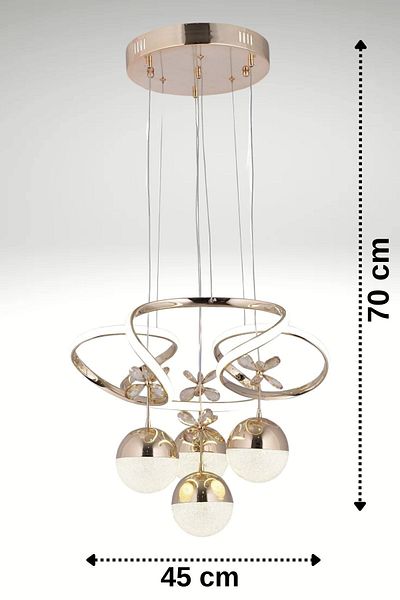 LİVORA LIGHTING Alice Modern Gold - 4 Butterfly Stone Bulk Led Chandelier