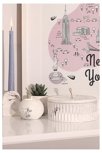 Agon Marble Pattern Decorative Oval Box with Lid