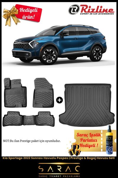 Rizline Kia Sportage 2022 Sonrası Havuzlu Paspas | Prestige & Bagaj Havuzu Se...