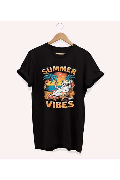 remonz Summer Vibes Printed Oversize Crew Neck 100% βαμβακερό T-shirt - Μεγάλο μέγεθος