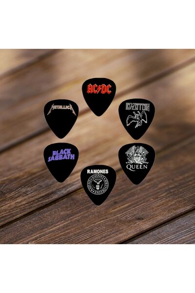 cantekin Gitar Pena 6 Adet Metallica Adcd Led Zeppelin Queen Black Sabbath Ramones