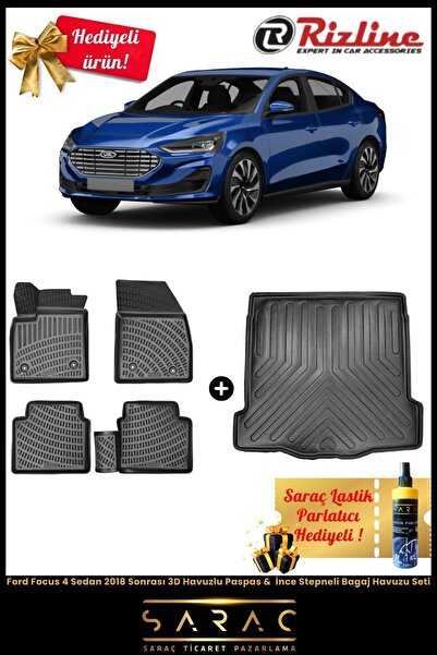 Rizline Ford Focus 4 Sedan 2018 Sonrası 3d Havuzlu Paspas&ince Stepneli Bagaj...