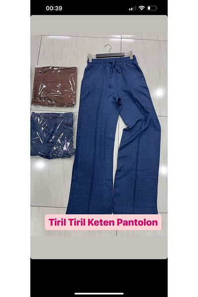 NESLİHAN KOCA Women's Linen Trousers - Elastic Waist