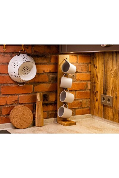 LuxTimber Ahşap Dekoratif Kupa Depolama Rafı