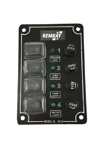 REMKAY Tekne Sigorta Paneli, Karavan Sigorta Paneli, Switch Panel, 4'lü, 80x120mm