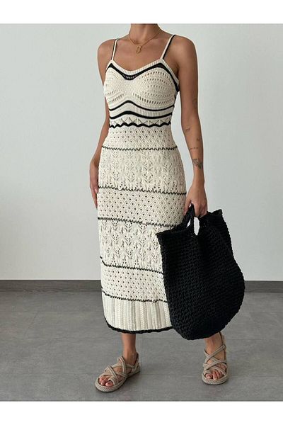 İLKCET MODA Πλεκτό φόρεμα Strappy Midi Length