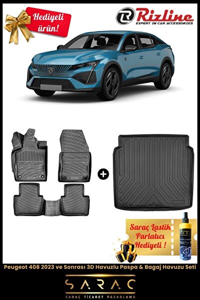 Rizline Peugeot 408 2023 Ve Sonrası 3d Havuzlu Paspas & Bagaj Havuzu Seti (HE...