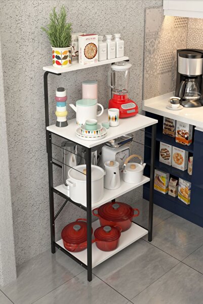 DizaynMotion Dekoratif Çok Amaçlı Mutfak Standı Kahve Köşesi Mutfak Rafı Mutf...