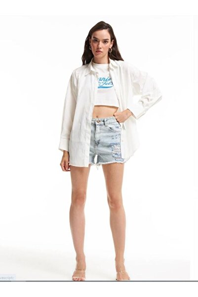 Quzu Oversize Gömlek - Ekru