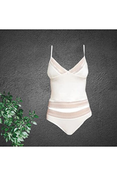 White Velvet Čipka detaljne ženske majice bez rukava i Rebrasta pletenina set...