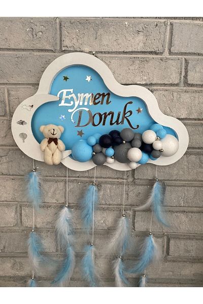 NeşeliAtölyem Ornament pentru ușă nor de 40 cm