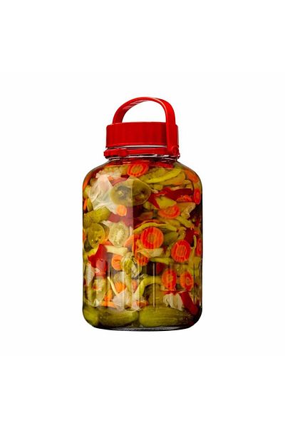 Paşabahçe Harvest Red Glass Jar with Lid 8000 cc