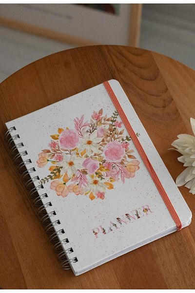 MarufBook A5 Spiral Unlimited Planner Ατζέντα Μοτιβατικό Σελίδα Flower Bunch