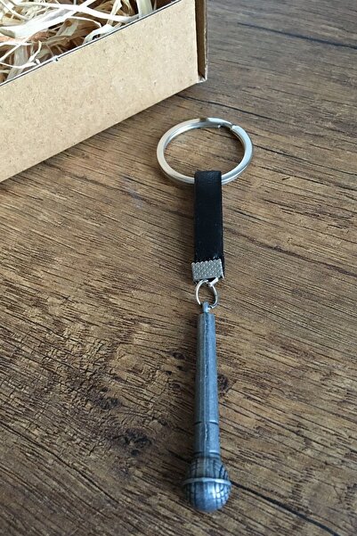 Microphone Shaped Metal Keychain Musician Music Lover Soloist Gift Box Concept Gift