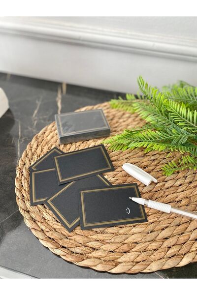 Elysian Boş Not Kartı 50 Adet Siyah Kart 1 Adet Beyaz Not Kartı Kalemi Hediye...