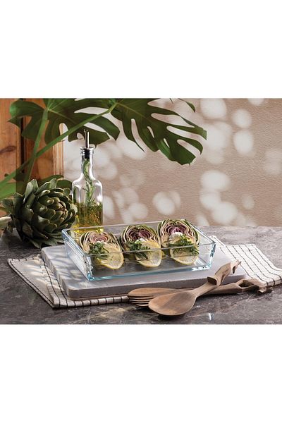 Paşabahçe Borcam Premium Rectangular Tray, 20 cm x 29 cm, Transparent, 2.5 Liter