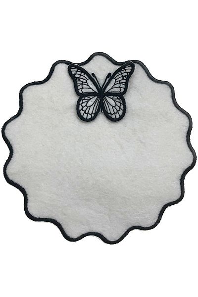 AYNAKIŞÇEYİZ Pachet de 6 șervețele de prezentare laterale de cafea din pâslă cu broderie cu model fluture 3D