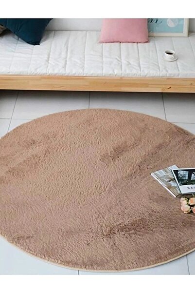 BESELY Vizon Yuvarlak Kaymaz Taban Halı Yıkanabilir Dekoratif Peluş Halı