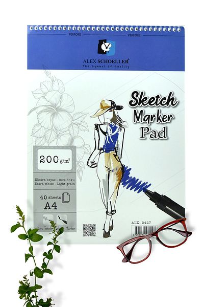 Kids Like Alex A4 200 Gr 40 Sheets Perforated Sketchbook - with Checked