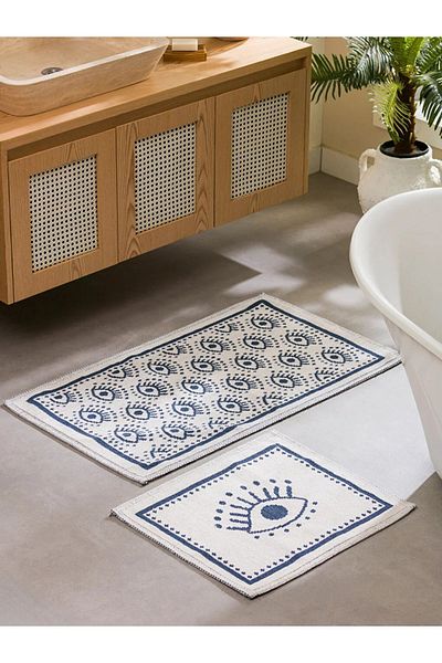 LC Waikiki LCW HOME Σετ πατάκι μπάνιου 2 τεμαχίων με στάμπα ματιών