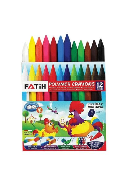 Fatih Candle Crayon Polymer Crayons Short 12 Colors 50110/f